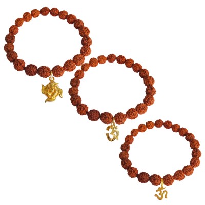 Lord Ganesha Swastik Om Charm Rudraksha Bracelet Combo